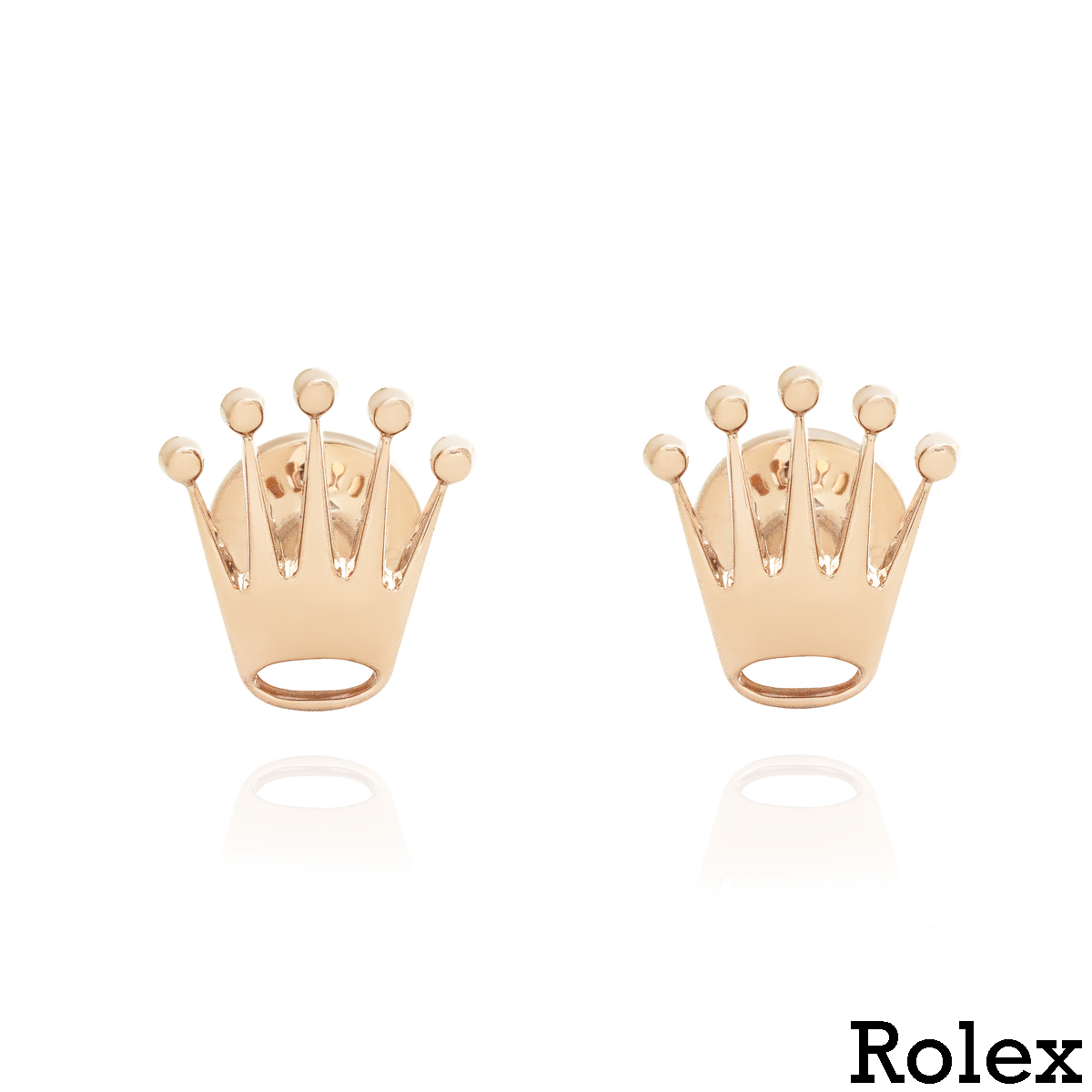 Rolex 18k Rose Gold Crown Cufflinks A1015